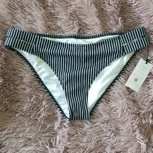 Black & White Striped Cheeky Bikini Bottom